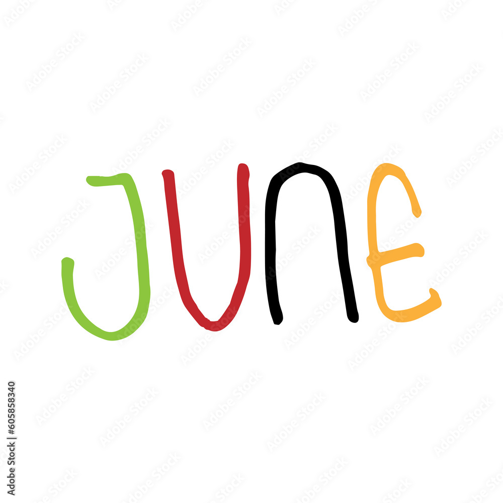 June colorful hand lettering