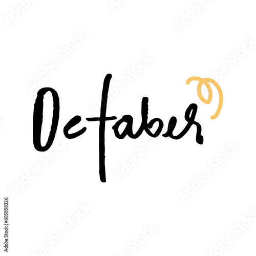 October hand lettering element