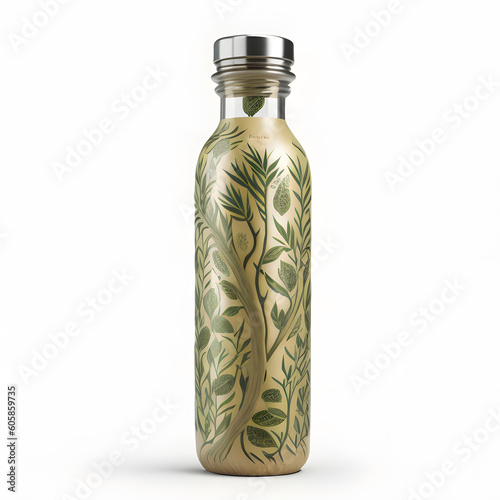 A meticulously crafted water bottle made entirely from sustainable bamboo photo