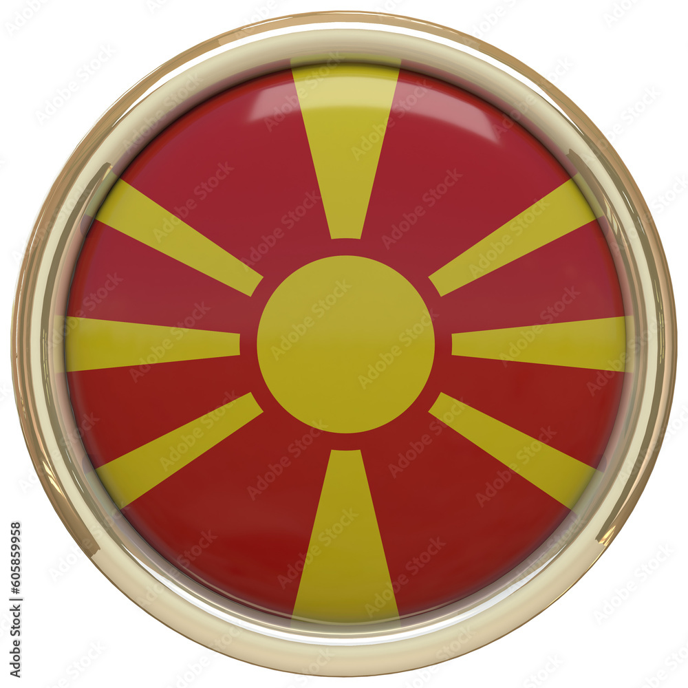 Badge with the North Macedonian flag isolated on transparent background Badge with the North Macedonian flag isolated on transparent background