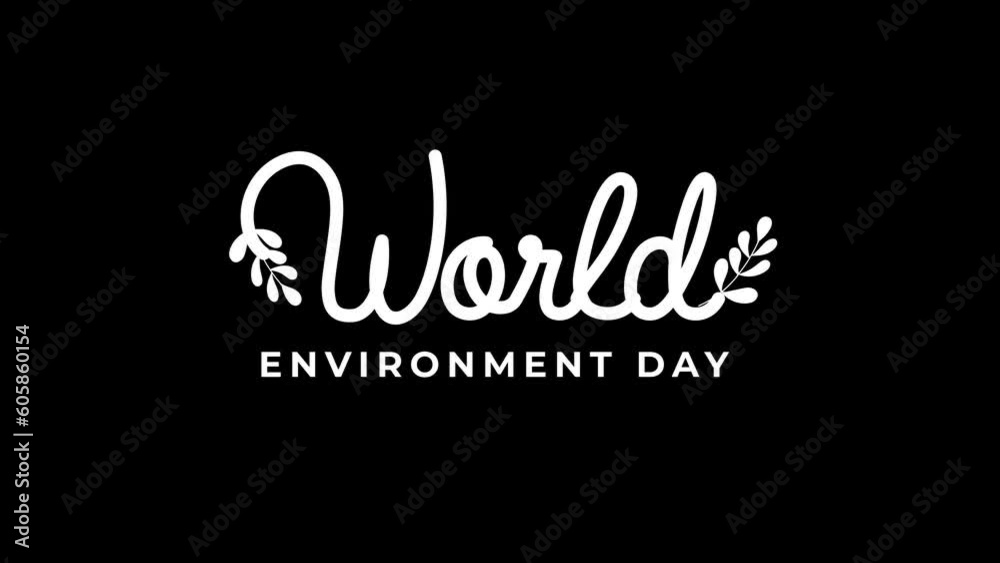 World Environment Day alpha channel. World Environment Day text animation in black and white color. Handwriting Lettering Animation. 5 June World Environment Day Text. World Environment Day alpha channel. World Environment Day text animation in black and white color. Handwriting Lettering Animation. 5 June World Environment Day Text.