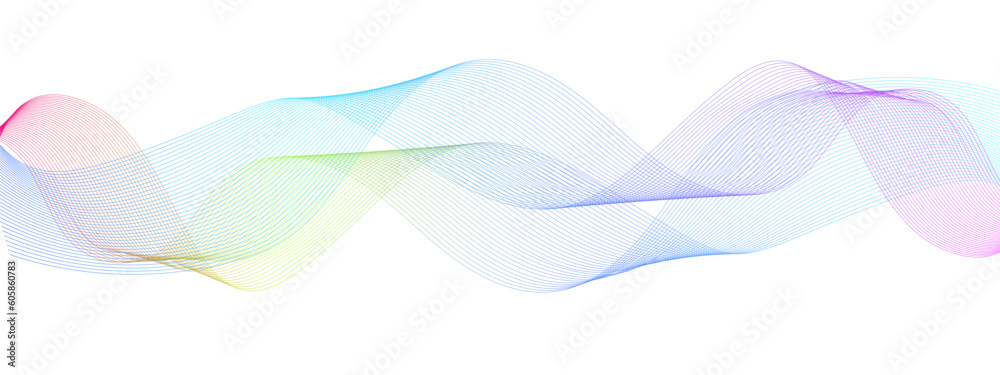 Abstract colorful glowing wave curved lines background.  Abstract frequency sound wave lines and technology curve lines background. Design used for banner, template, science, business and many more.