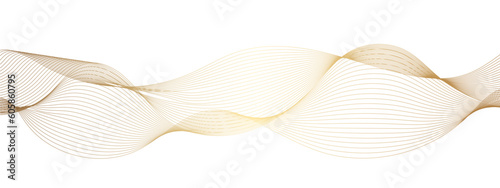 Luxury golden flowing wave curved lines, frequency wavy sound, technology curve line background. Design used for technology, science, banner, template, wallpaper, business and many more.