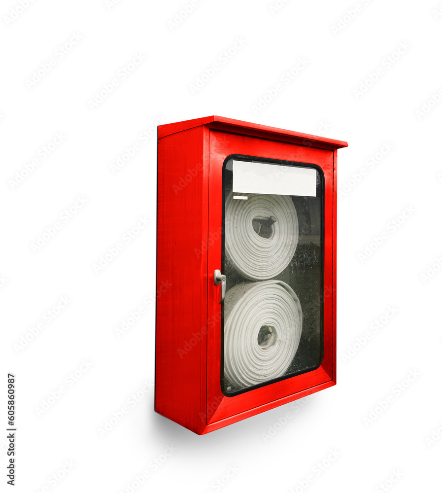 Obraz premium Fire hose cabinets in office buildings to prepare fire protection.