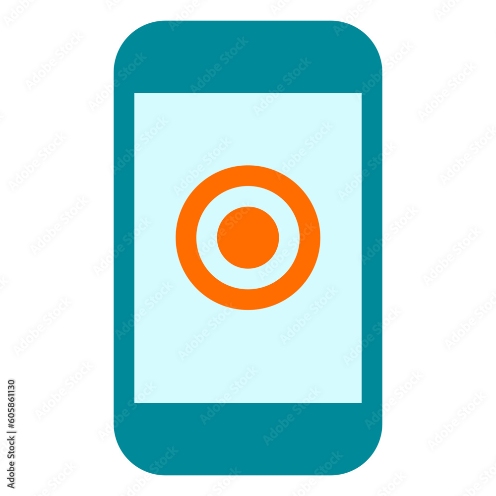 Smartphone icon with a fingerprint sensor pattern in the center of the screen Smartphone icon with a fingerprint sensor pattern in the center of the screen