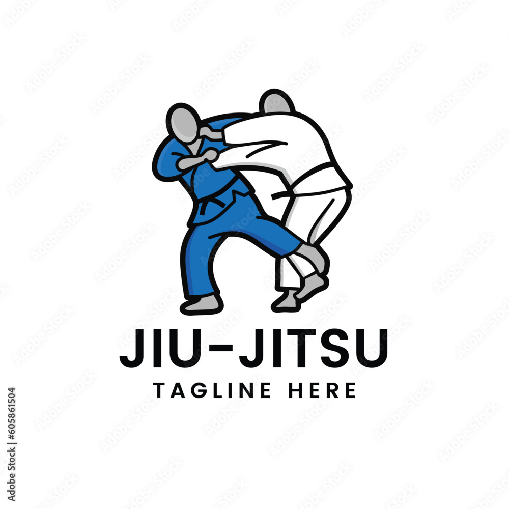 Martial art  Brazilian Jiu- Jitsu Judo logo sport symbol illustration Vector