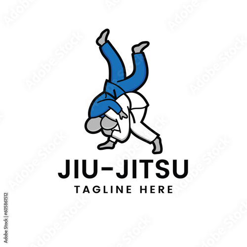 Martial art  Brazilian Jiu- Jitsu Judo logo sport symbol illustration Vector
