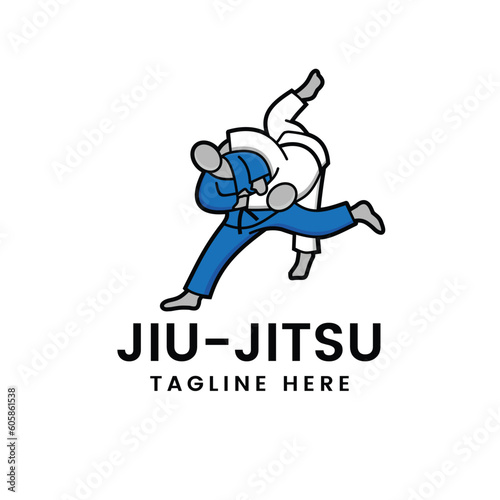 Martial art  Brazilian Jiu- Jitsu Judo logo sport symbol illustration Vector