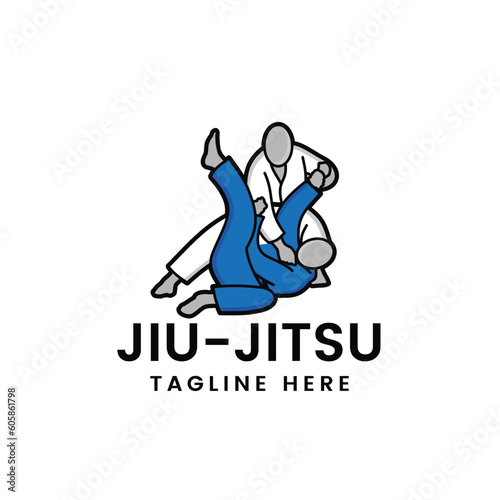 Martial art  Brazilian Jiu- Jitsu Judo logo sport symbol illustration Vector