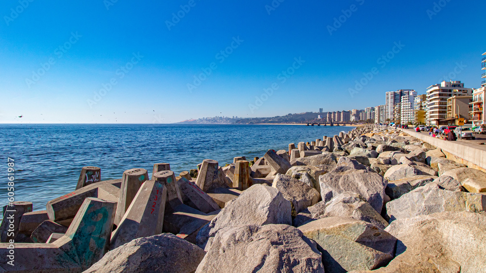 Chile contenção de rochas da praia Acapulco De Viña Del Mar