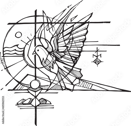 Hand drawn illustration of symbol holy spirit revives.