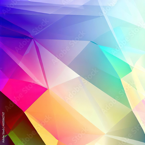 Polygon triangle abstract background colorful rainbow with Generative AI.