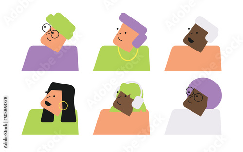 Set of flat style people profiles illustration