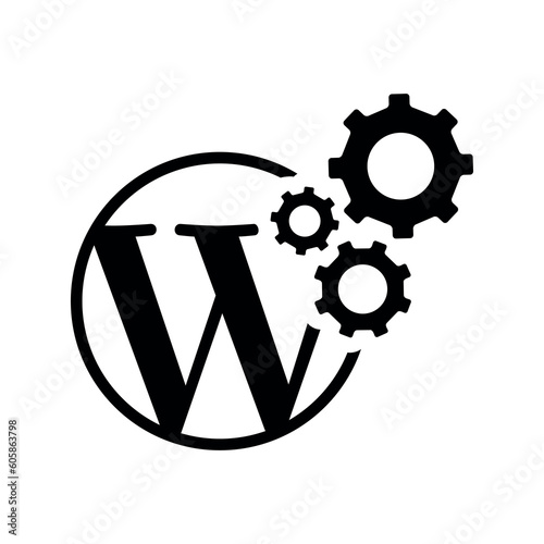 Wordpress Optimization Flat Black Icon Isolate On White Background Vector Illustration | Seo Icons