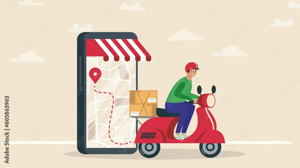 smartphone with delivery service app animation smartphone with delivery service app animation