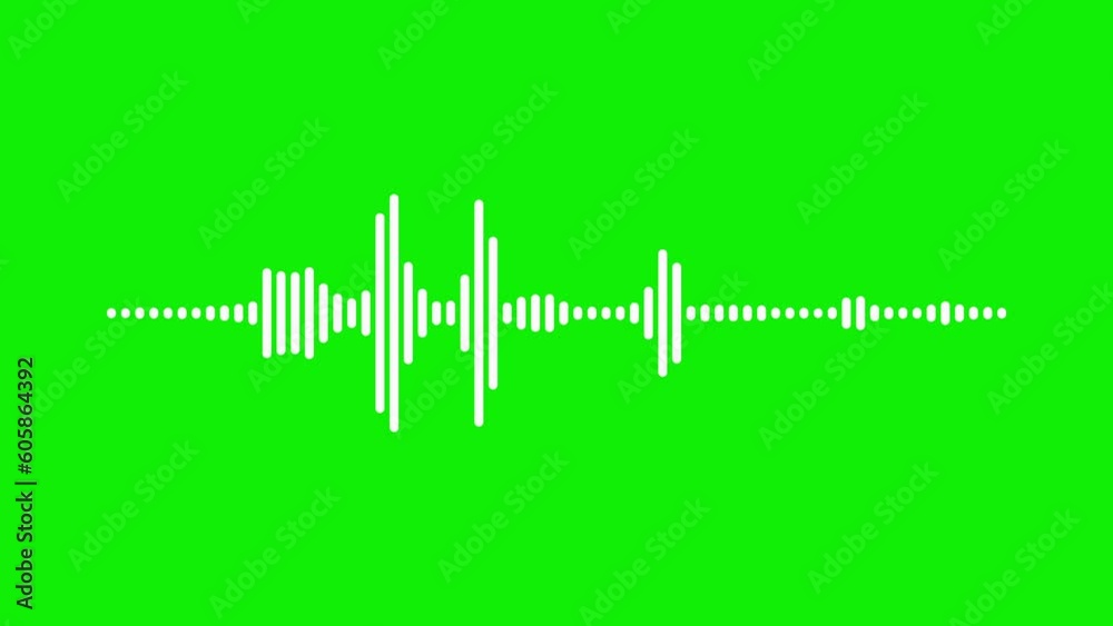 4k abstract music sound wave or audio wavefrom isolated on green screen background.Line digital minimalist voice and soundtrack wave equalizer.Shape line volume or speech symbol animated background.