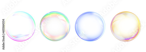Colorful magical fantasy dreamy bubble or Soap bubble. Set of multicolored transparent bubble. Png transapency photo