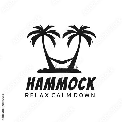 hammock logo design with palm trees