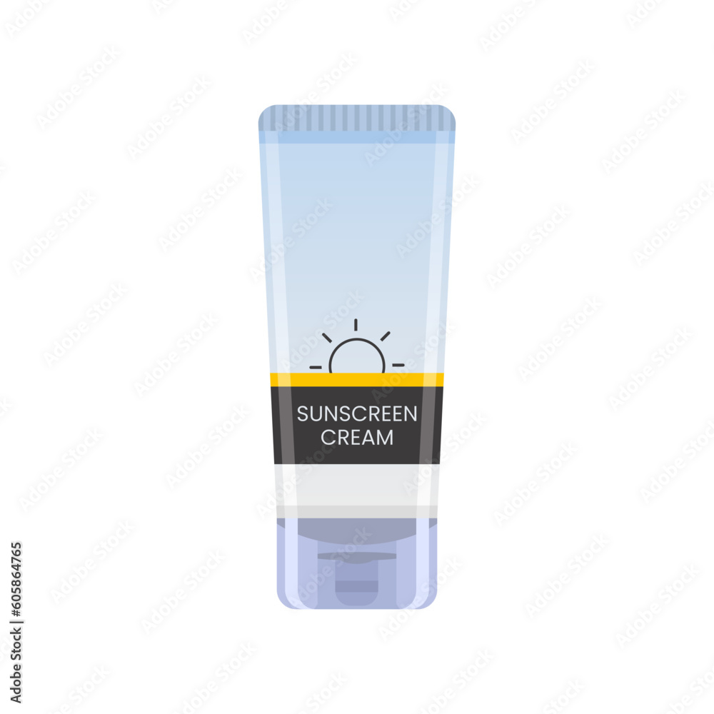 Sunscreen cream tube packaging in trendy realistic flat icon vector illustration. Summer sunblock lotion icon. Editable graphic resources for many purposes. Sunscreen cream tube packaging in trendy realistic flat icon vector illustration. Summer sunblock lotion icon. Editable graphic resources for many purposes.