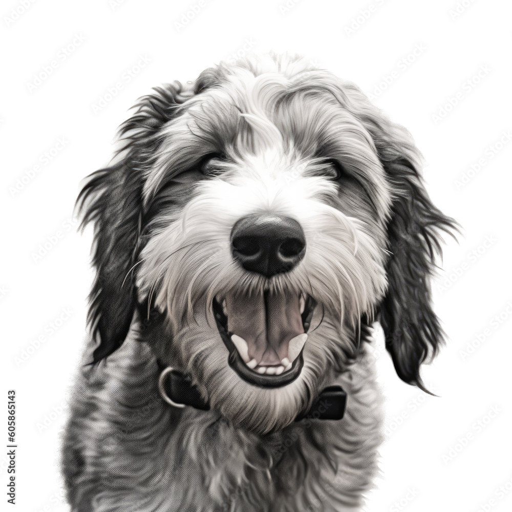 a Bernadoodle Dog puppy, happy, smiling, and healthy, Pet-themed, photorealistic illustrations in a PNG, cutout, and isolated. Generative AI
