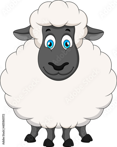 Cute sheep mascot cartoon smiling