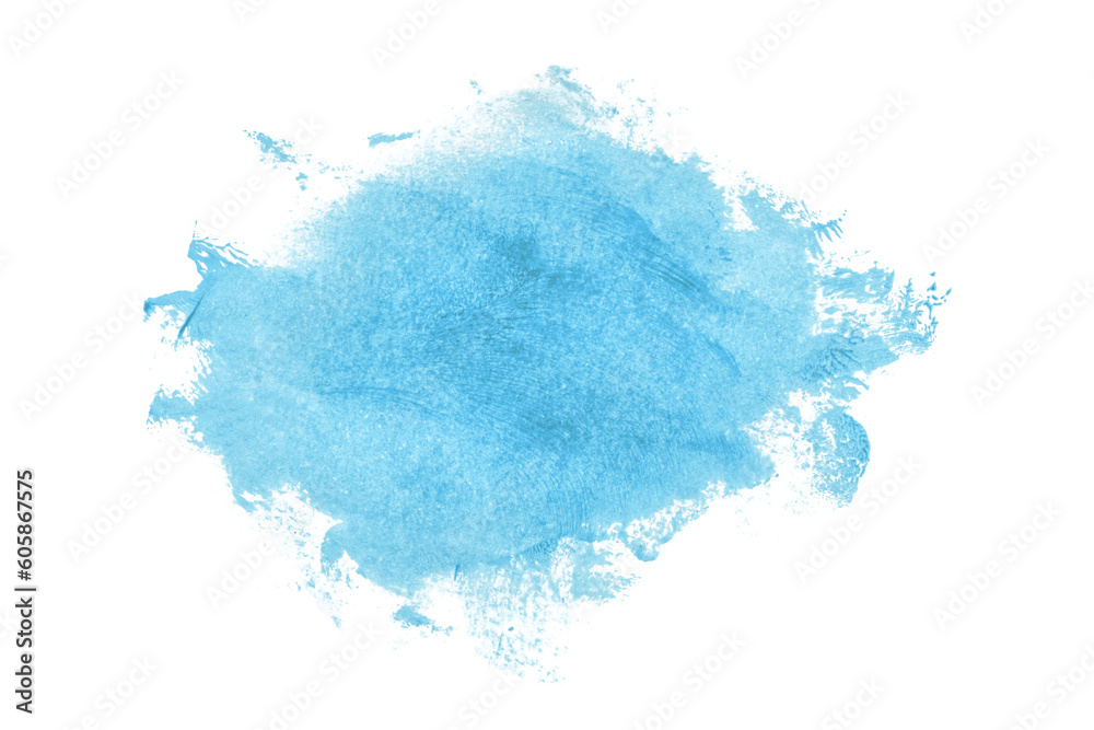 Shiny light blue brush watercolor painting isolated on transparent background. watercolor png