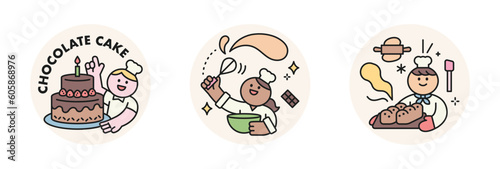 World Chocolate Day. Cute characters and sweet chocolate. cake, baking, whipping