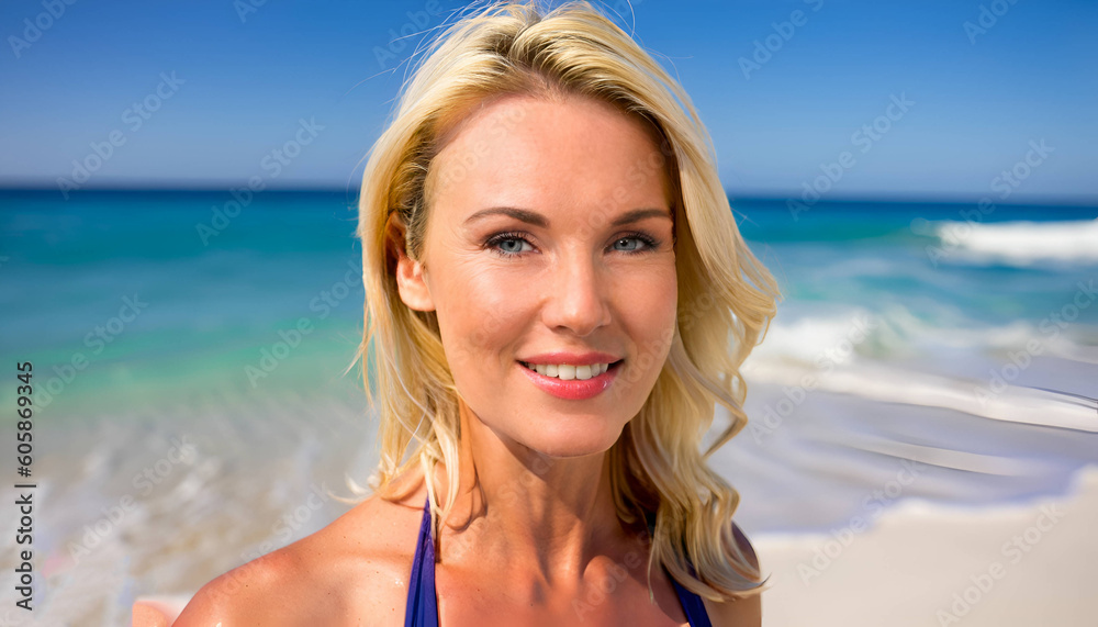 Blond woman at beach