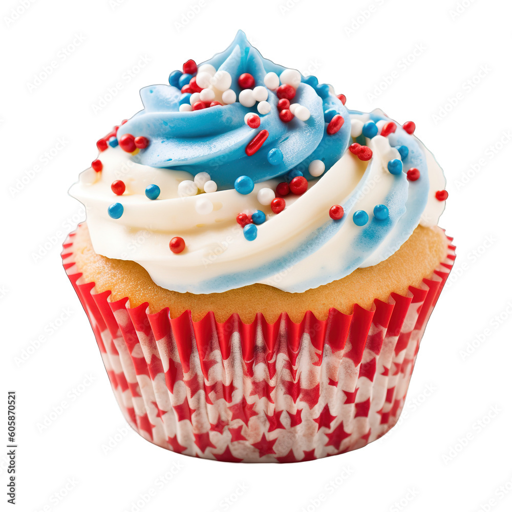 Cup Cake USA Flag with Multicolor, Happy 4th of July USA Flag Png Clipart, Watercolor style isolated on transparent background, Generative AI Cup Cake USA Flag with Multicolor, Happy 4th of July USA Flag Png Clipart, Watercolor style isolated on transparent background, Generative AI