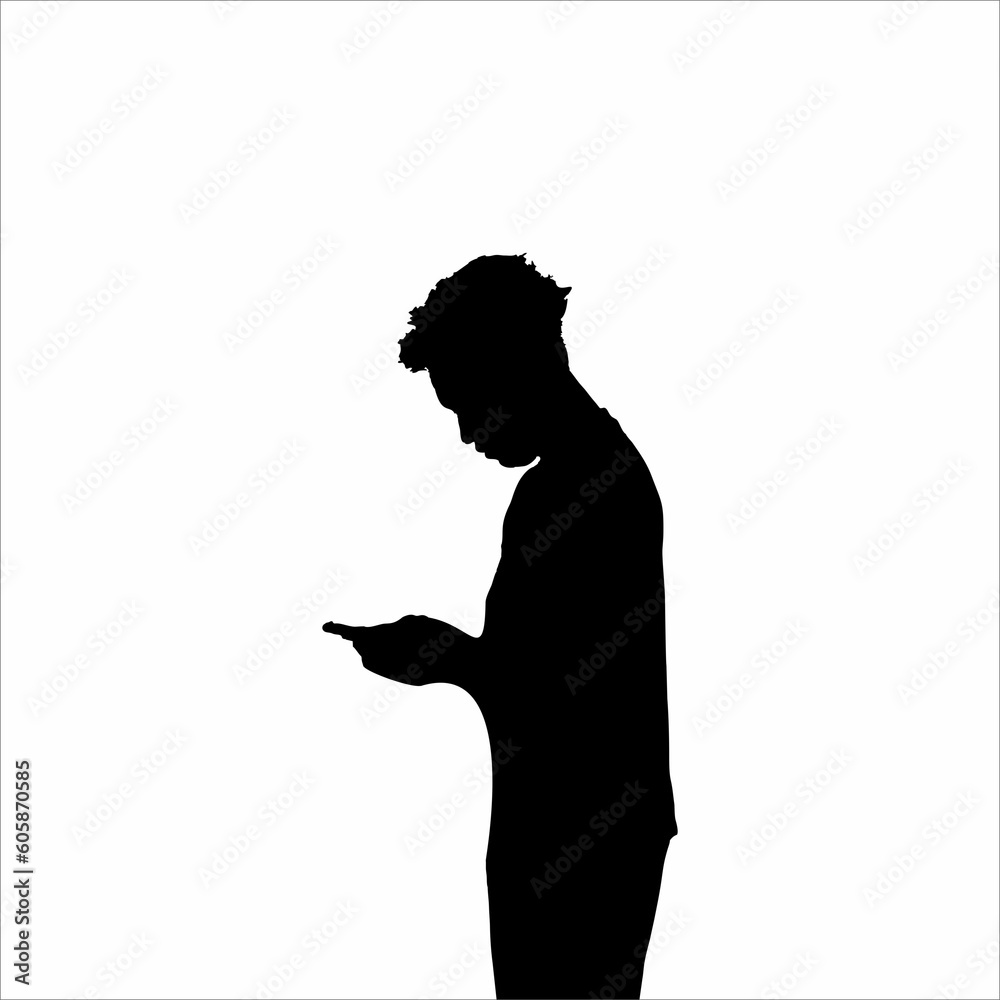 silhouette of a person with a phone