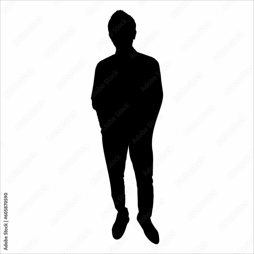 silhouette of a young man with his hands in his pants pockets