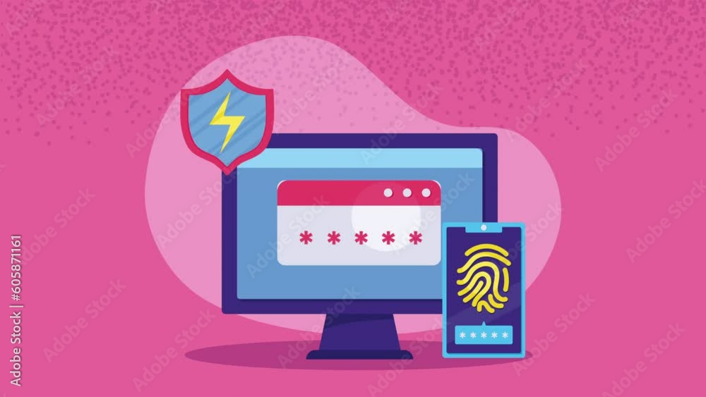 desktop with cyber security animation desktop with cyber security animation