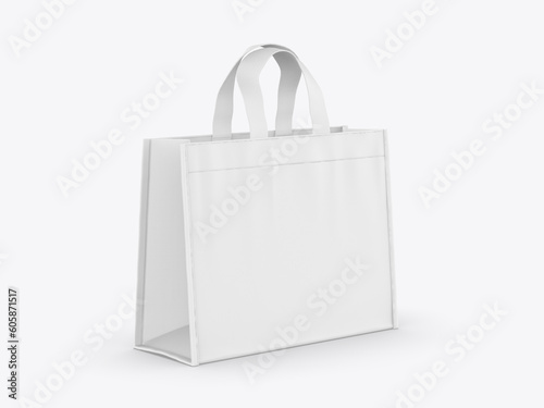 Wallpaper Mural Blank Reusable Canvas tote Cloth Shopping bag mockup of fabric with handle. Template of black and white cotton eco bag. 3d illustration. Torontodigital.ca