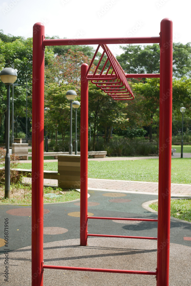 Fototapeta premium Exercise equipment in a public park i in residential area 