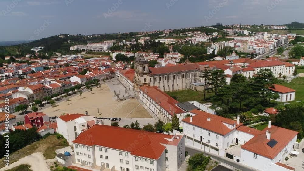 Flying Over Alcobaca Monastery, Mosteiro De Santa Maria de Alcobaça Portugal Flying Over Alcobaca Monastery, Mosteiro De Santa Maria de Alcobaça Portugal
