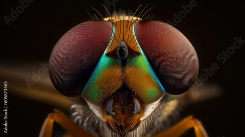 extreme close up shot of a fly head, generative ai © Arctic