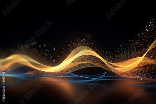 Dynamic Neon Abstraction: A Sci-Fi Wallpaper with High-Speed Data Waveforms, Generative AI.