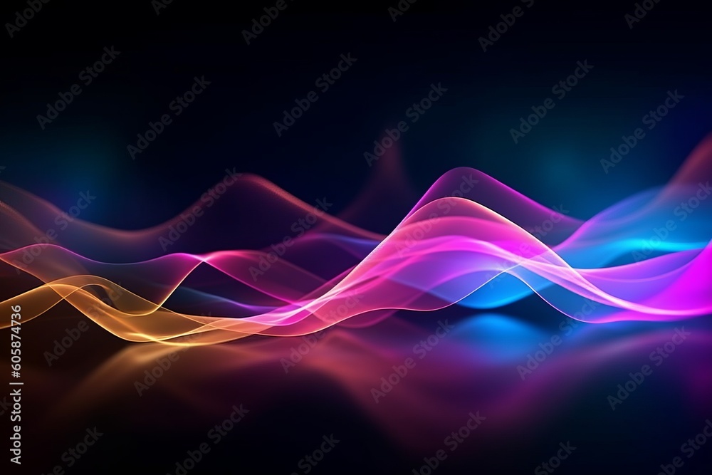 Luminous Futuristic Motion: Abstract Waves of Data in a Neon Sci-Fi Wallpaper, Generative AI. Luminous Futuristic Motion: Abstract Waves of Data in a Neon Sci-Fi Wallpaper, Generative AI.