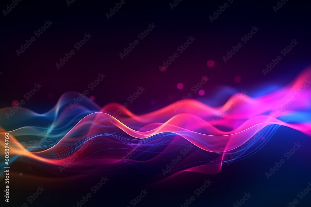 Transcendent Sci-Fi: Vibrant Neon Lines Transmitting Data in an Abstract Wallpaper, Generative AI. Transcendent Sci-Fi: Vibrant Neon Lines Transmitting Data in an Abstract Wallpaper, Generative AI.