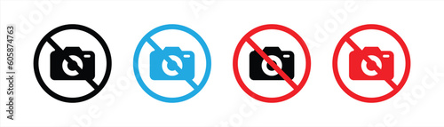 ban camera icon set simple. no camera collections. style symbol, vector illustration