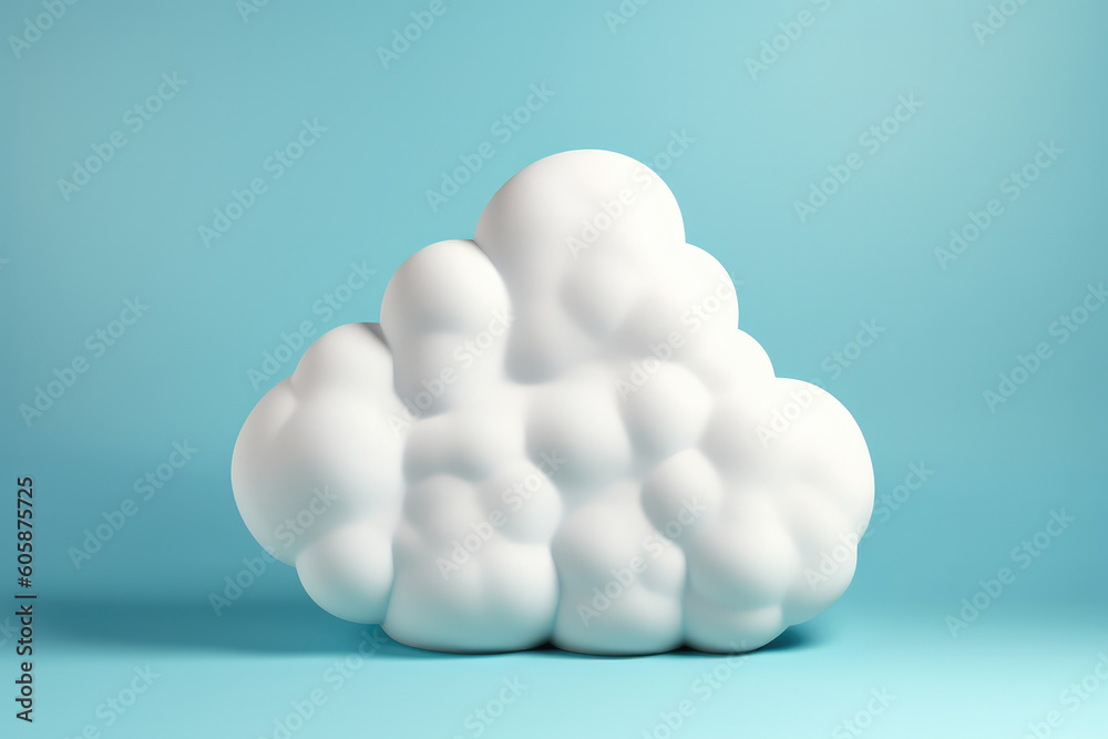One abstract solid shape cloud on solid blue background. One abstract solid shape cloud on solid blue background.