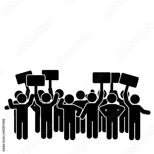illustration of a group of people demonstrating and protesting. demonstration stick figures