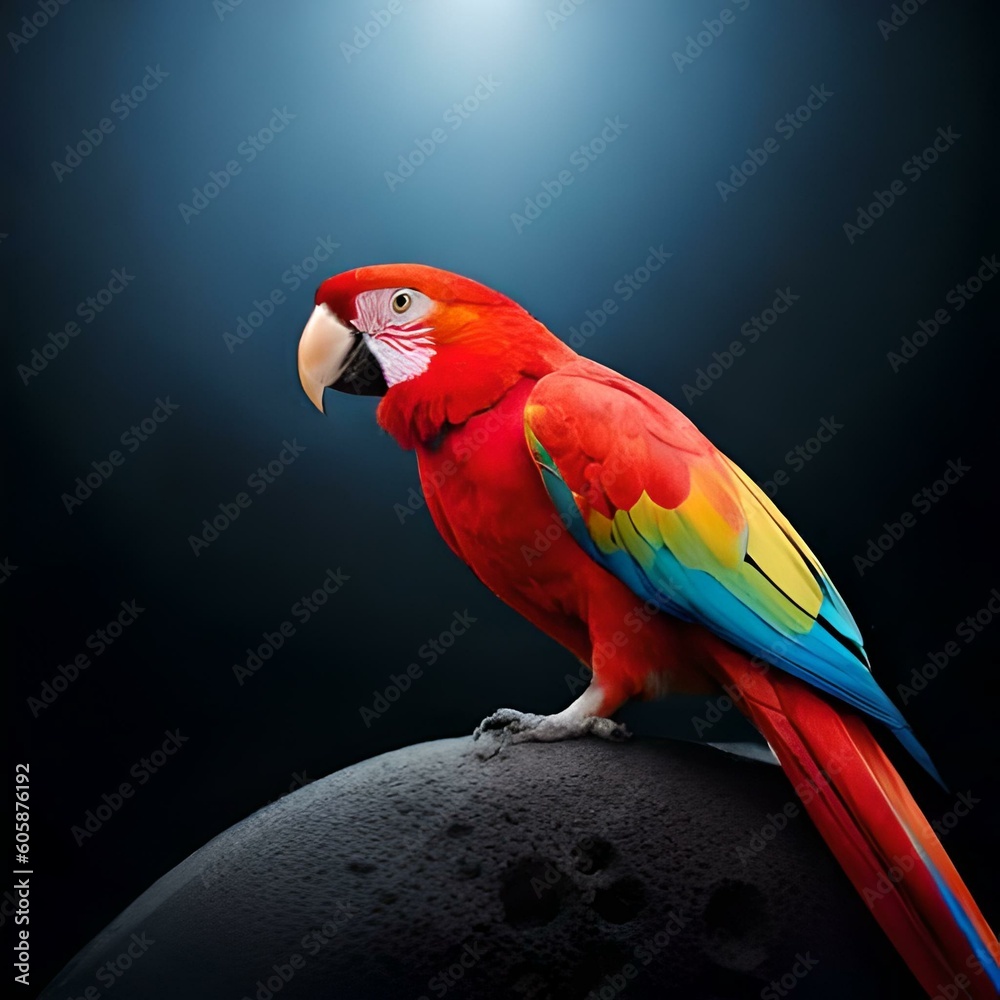 Obraz premium Red macaw bird. Generative AI.