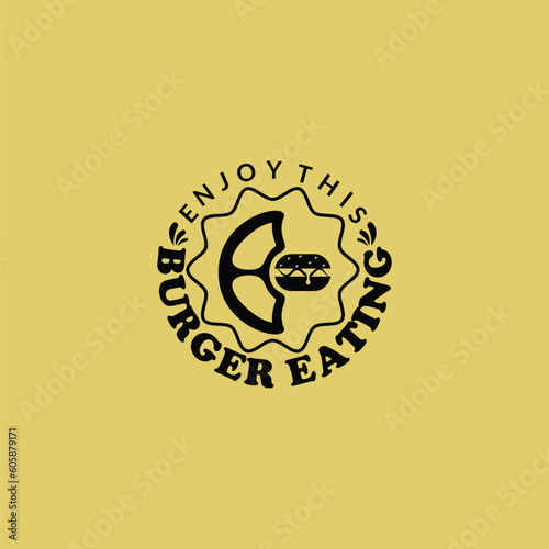 b letter burger eating vintage logo template