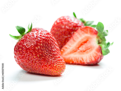 beautiful strawberries isolated on white