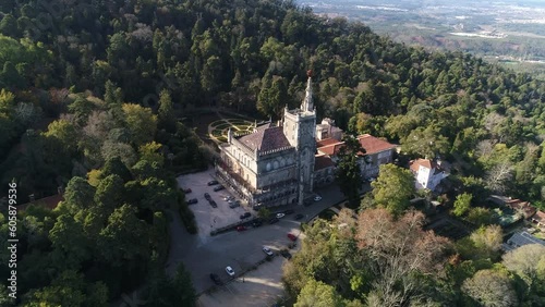 Flying Over Beautiful Palace and Garden of Bussaco Portugal photo