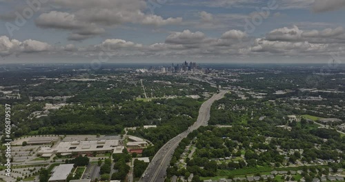 Atlanta Georgia Aerial v842 flyover Pittsburgh and Mechanicsville neighborhoods, traffic on I-85, leading to downtown cityscape and Southside Beltline Trail - Shot with Mavic 3 Cine - August 2022 photo