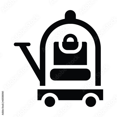 luggage cart glyph icon illustration vector graphic