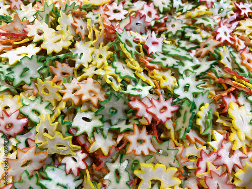 Kerupuk kembang, raw crackers like flowers, Kerupuk is a traditional Indonesian food that is usually eaten with rice