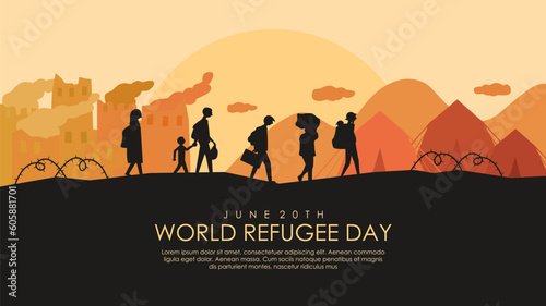 world refugee day background template flat design